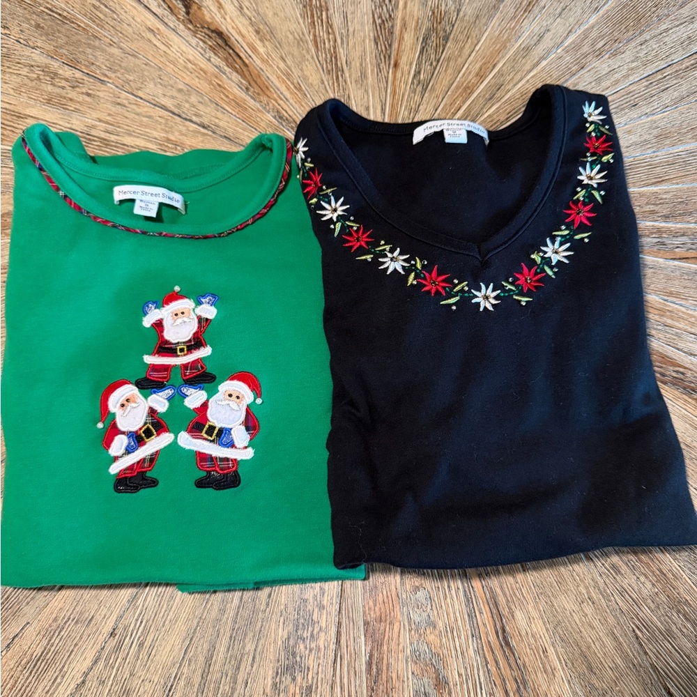 Christmas Plus size bundle Mercer Street Studio 1X embroidered tops shirts